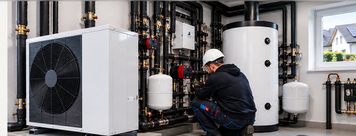 Wärmepumpeninstallation im Einfamilienhaus